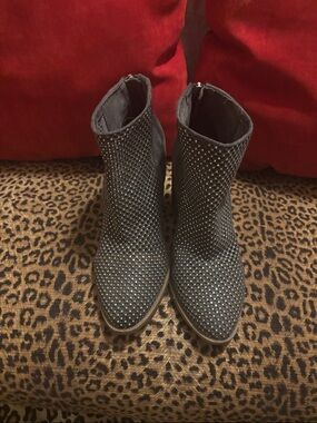Studded Gray Women's Ankle Boots